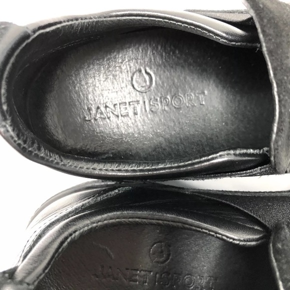 Janet Sport Italy Black Glitter Wedge Slip On Shoes 7 37 Sneakers Wedges - Picture 5 of 8